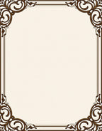 Elegant Brown Ornamental Scroll Border Rug