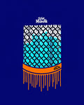 Abstract Chain Link Orange Drip Rug
