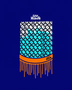 Abstract Chain Link Orange Drip Rug