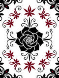 Crimson and Black Floral Medallion Rug