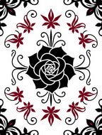 Crimson and Black Floral Medallion Rug