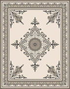 Vintage Gray Scroll Medallion Rug