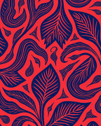Coral Blue Organic Leaf Flow Rug