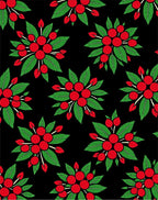 Red Berry Leaf Cluster Arrangement Rug