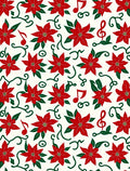 Crimson Poinsettia Musical Notes Garland Rug