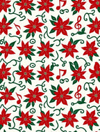 Crimson Poinsettia Musical Notes Garland Rug