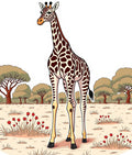 Safari Giraffe with Red Flowers Rug