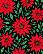 Bold Red Floral Branch Rug