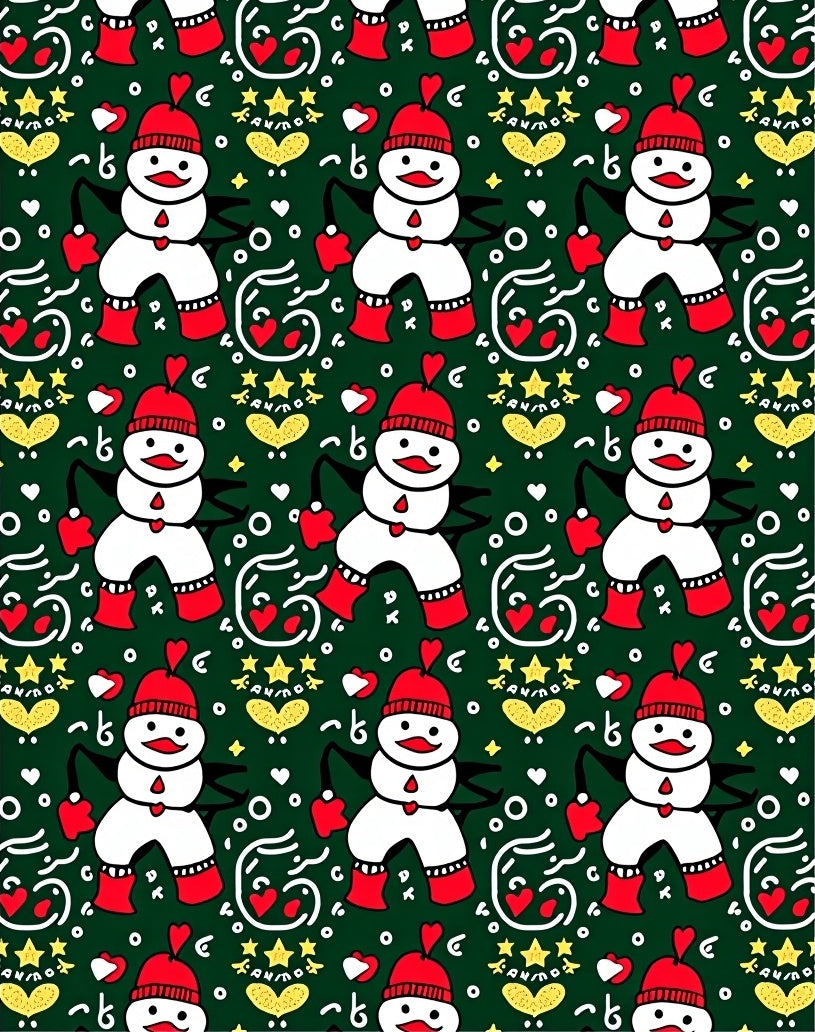 Playful Red Snowman Holiday Hearts Rug