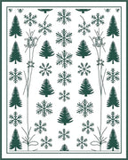 Deep Forest Green Snowflake Tree Collage Rug