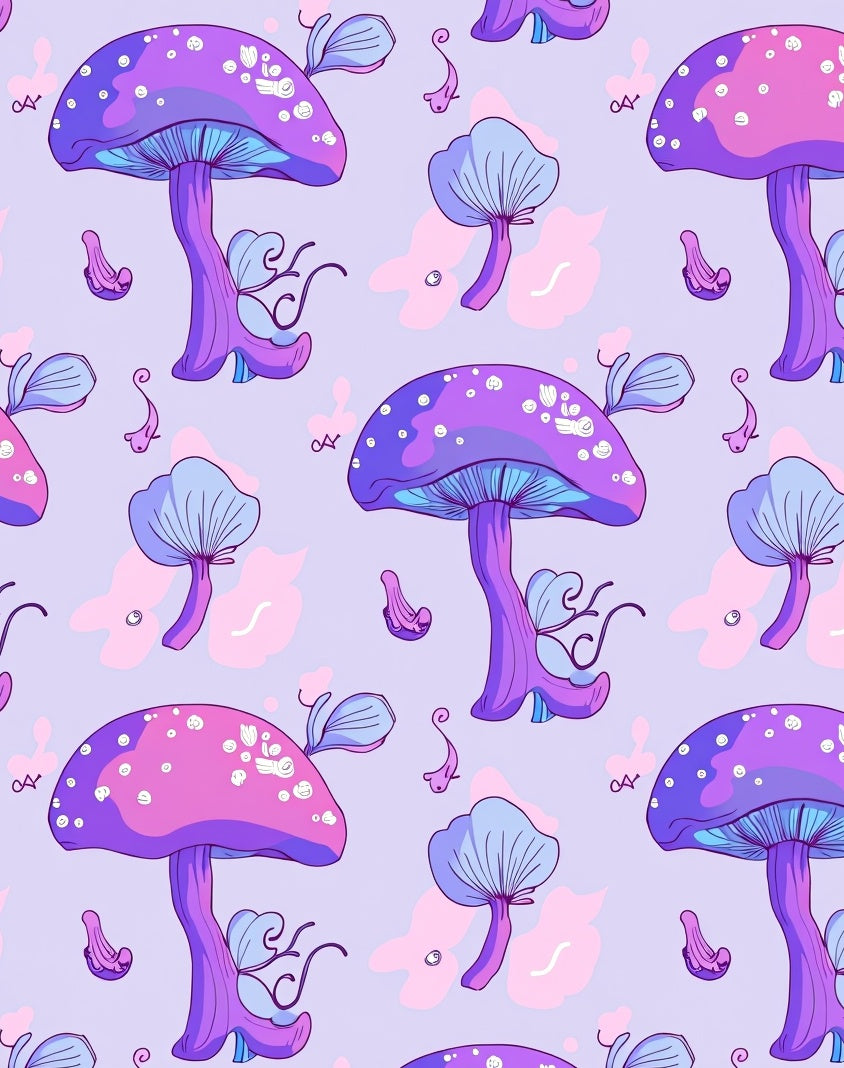 Whimsical Purple Mushroom Garden Rug