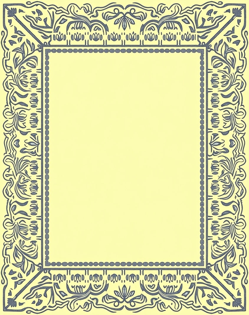 Pale Yellow Slate Gray Floral Crest Rug