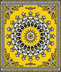 Yellow Black White Medallion Border Rug