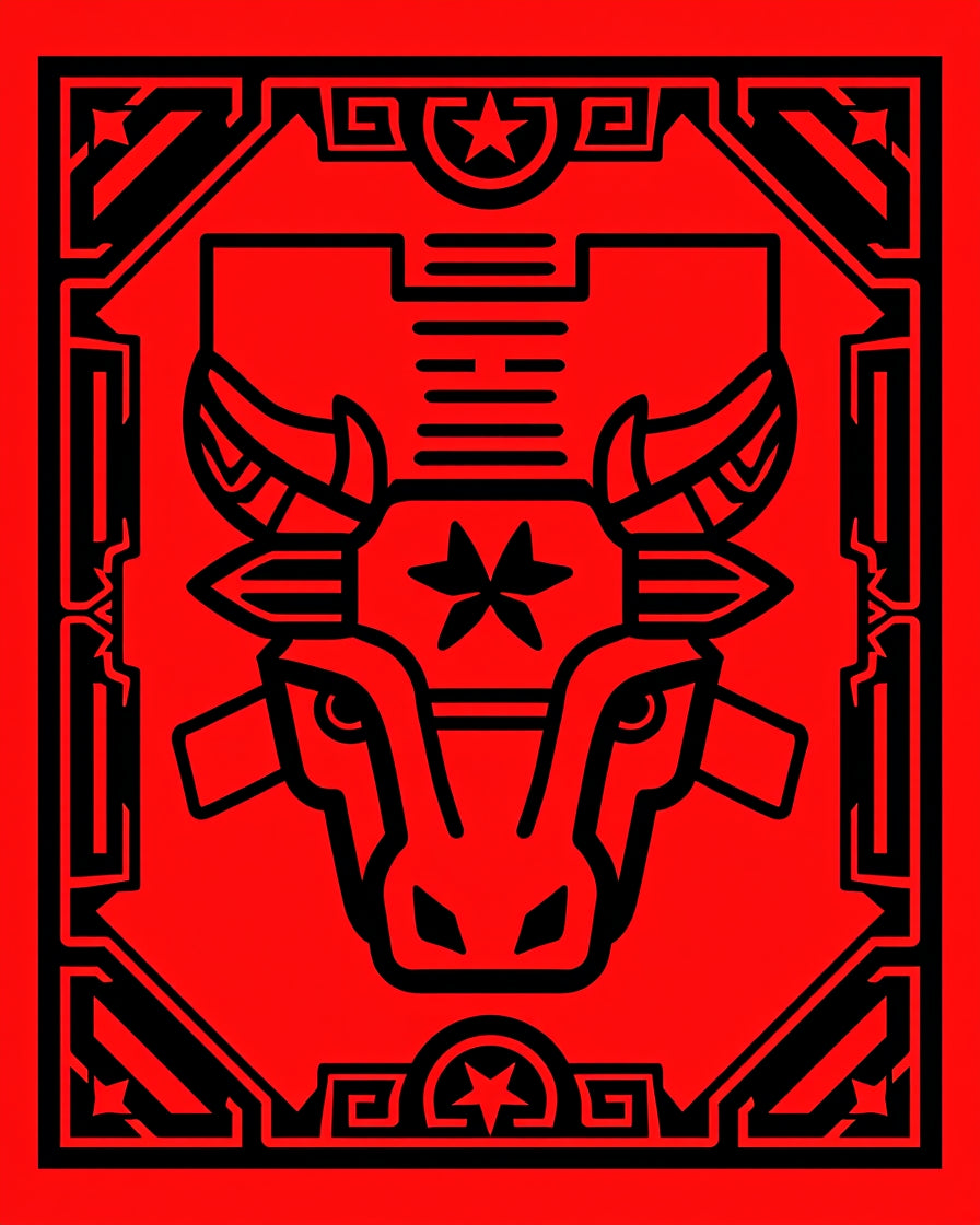 Bold Red Bull Zodiac Charm Rug