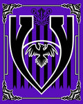 Vibrant Black Raven Crest Purple Stripes Rug