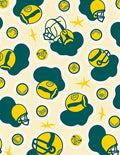 Yellow Football Helmets Green Blobs Rug