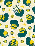 Yellow Football Helmets Green Blobs Rug