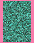 Teal Swirling Abstract Organic Forms Rug
