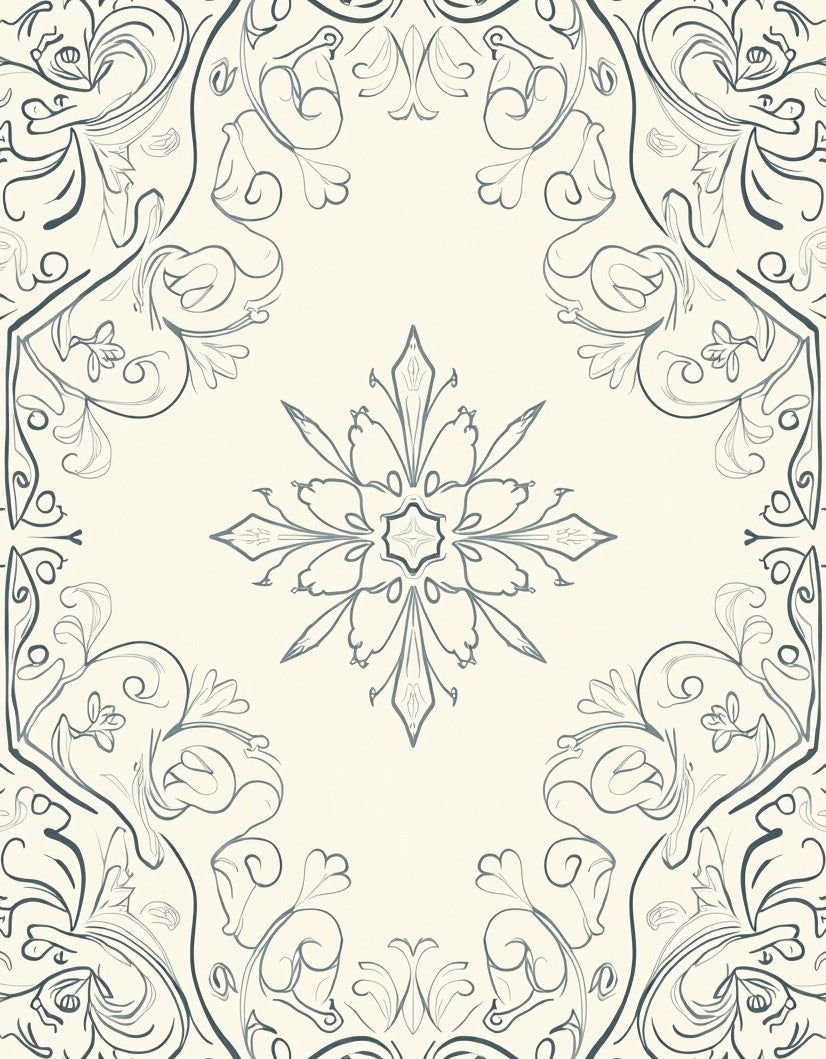 Cream and Blue Floral Medallion Rug