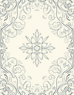 Cream and Blue Floral Medallion Rug