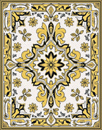 Golden Ivory Victorian Floral Medallion Rug