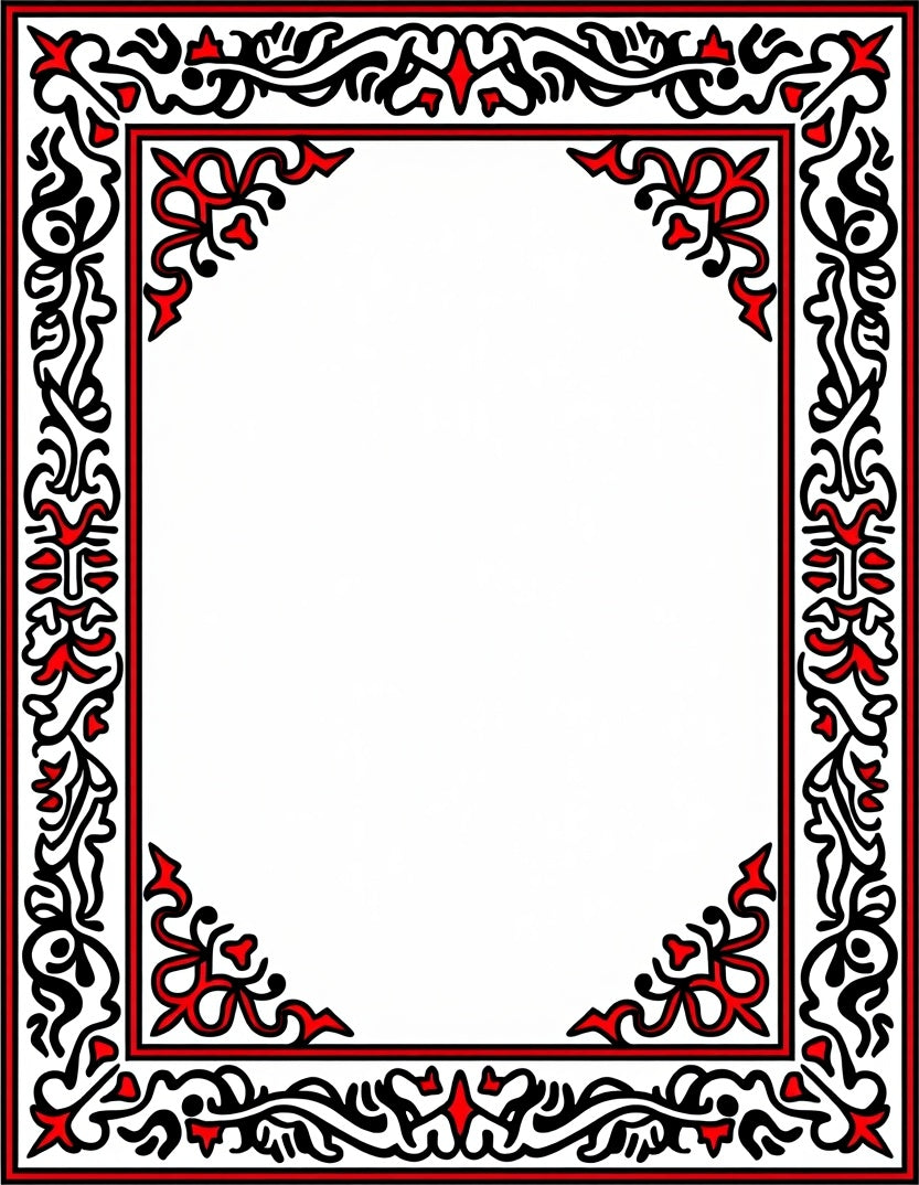 Crimson Black Organic Border Rug