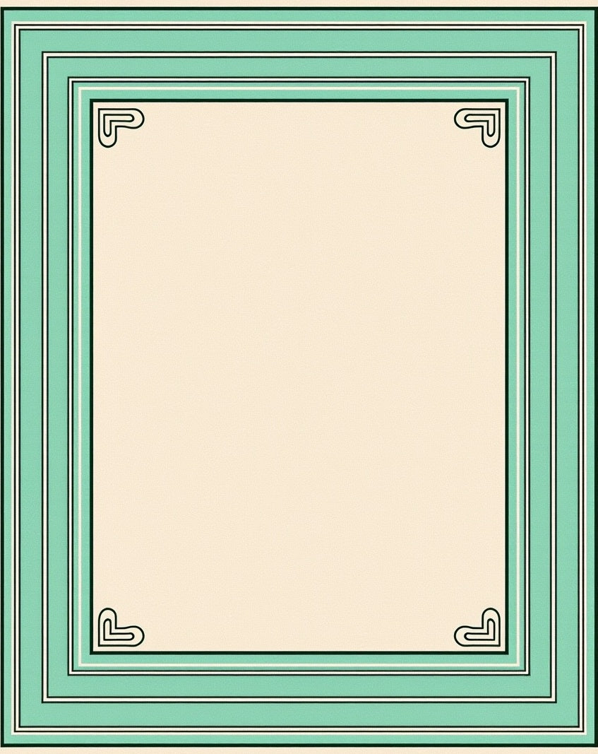 Modern Mint Bordered Frame Rug