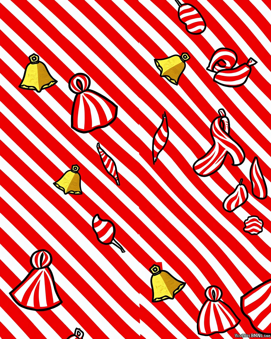 Red White Candy Cane Bells Rug
