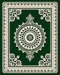 Traditional Dark Green Medallion Lace Rug