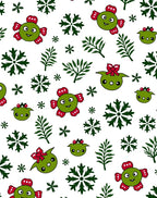 Festive Green Creature Snowflake Garland Rug