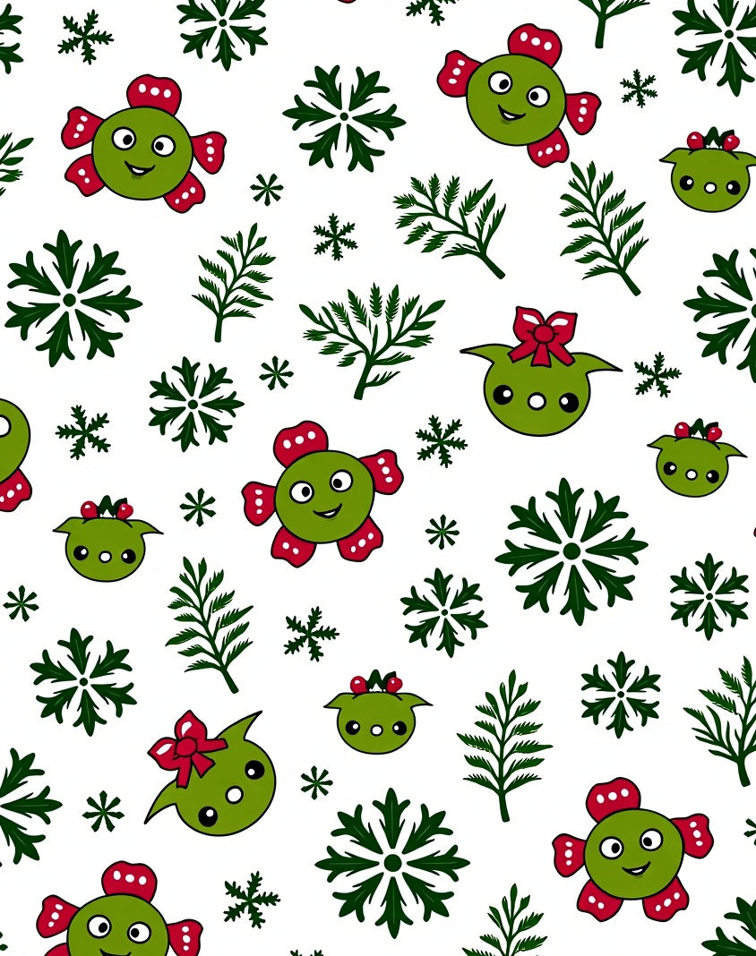 Festive Green Creature Snowflake Garland Rug