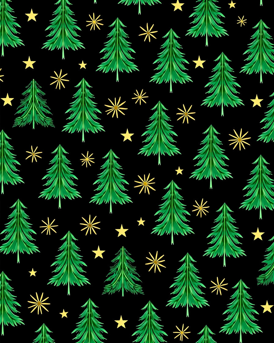 Green Christmas Trees with Gold Stars Rug