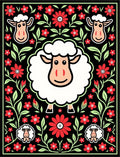 Whimsical Red Floral Sheep Garden Rug
