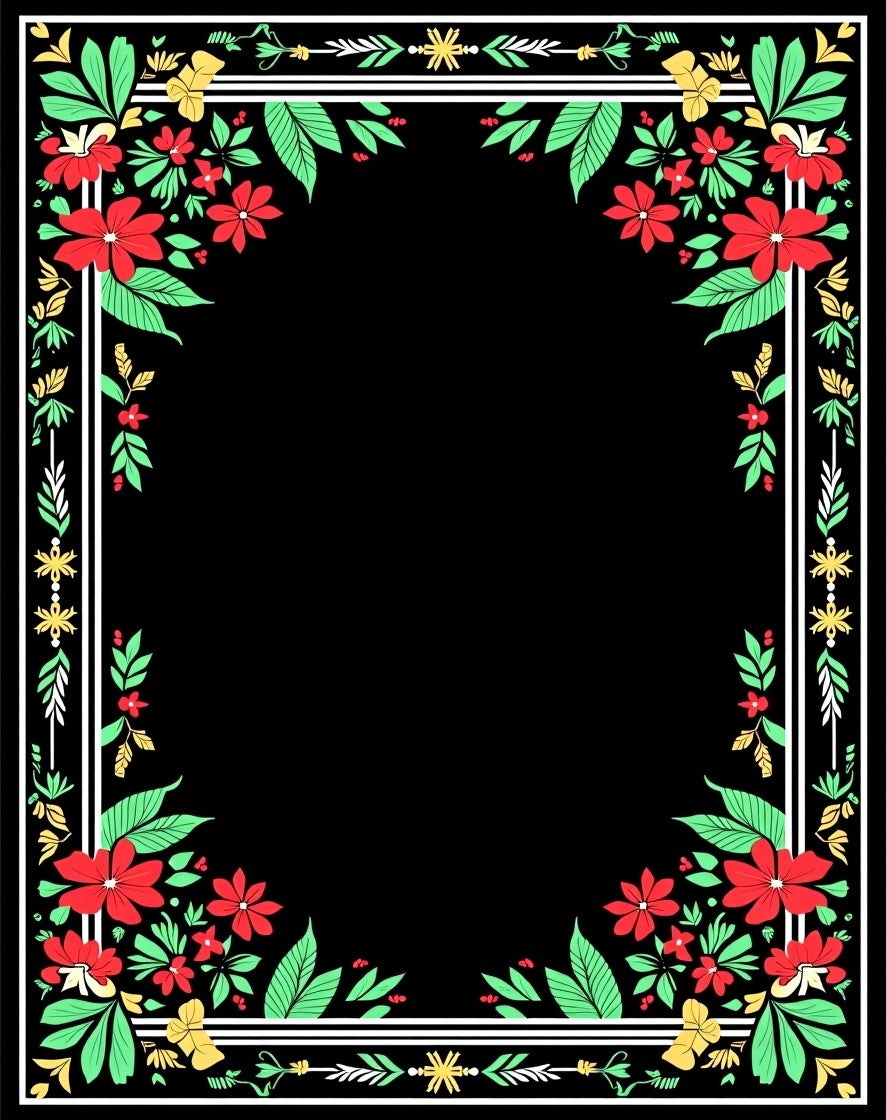 Crimson Floral Garden Border Rug