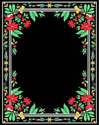 Crimson Floral Garden Border Rug