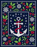 Holiday Navy Anchor Holly Snowflakes Rug