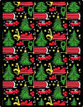 Green Trees Red Trucks Stars Holly Rug