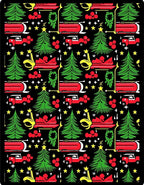 Green Trees Red Trucks Stars Holly Rug