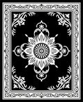 Black White Floral Mandala Frame Rug