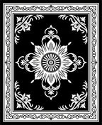 Black White Floral Mandala Frame Rug