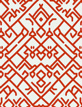 Bold Red Geometric Lattice Rug