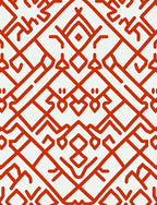 Bold Red Geometric Lattice Rug