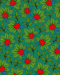 Vibrant Red Berry Green Foliage Rug