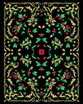 Crimson Red Green Gold Floral Swirl Rug