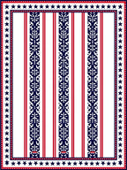 Red White Blue Star Striped Geometric Rug