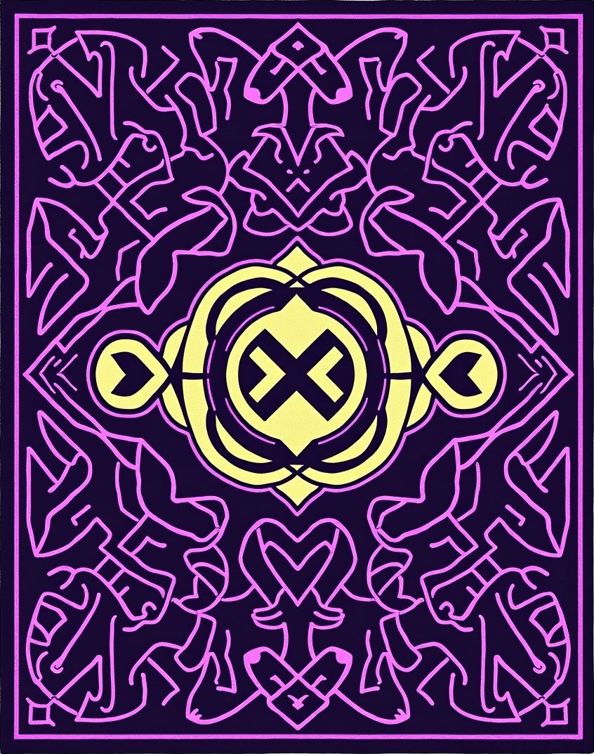 Bold Violet Yellow Abstract Knot Rug