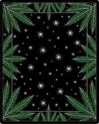 Green Frond Black Starry Night Rug