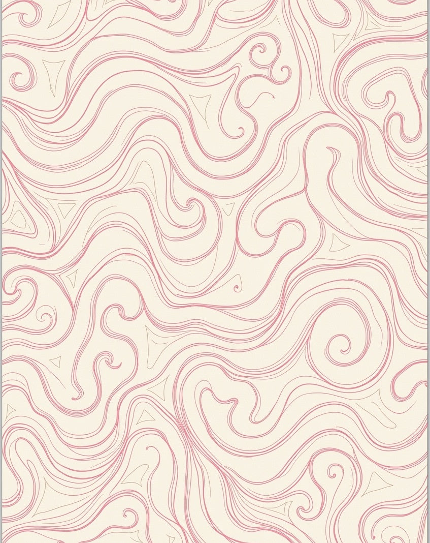 Delicate Pink Swirl Abstract Organic Rug