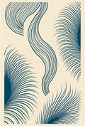 Deep Teal Abstract Feather Palm Rug