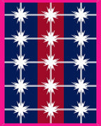 Navy Red White Starburst Grid Rug